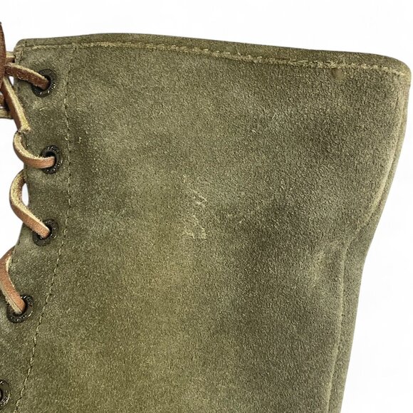 Sperry Top-Sider Olive Green Suede Boots Women's SZ 6 Leather Plaid Lace-Up Boot - Picture 12 of 13